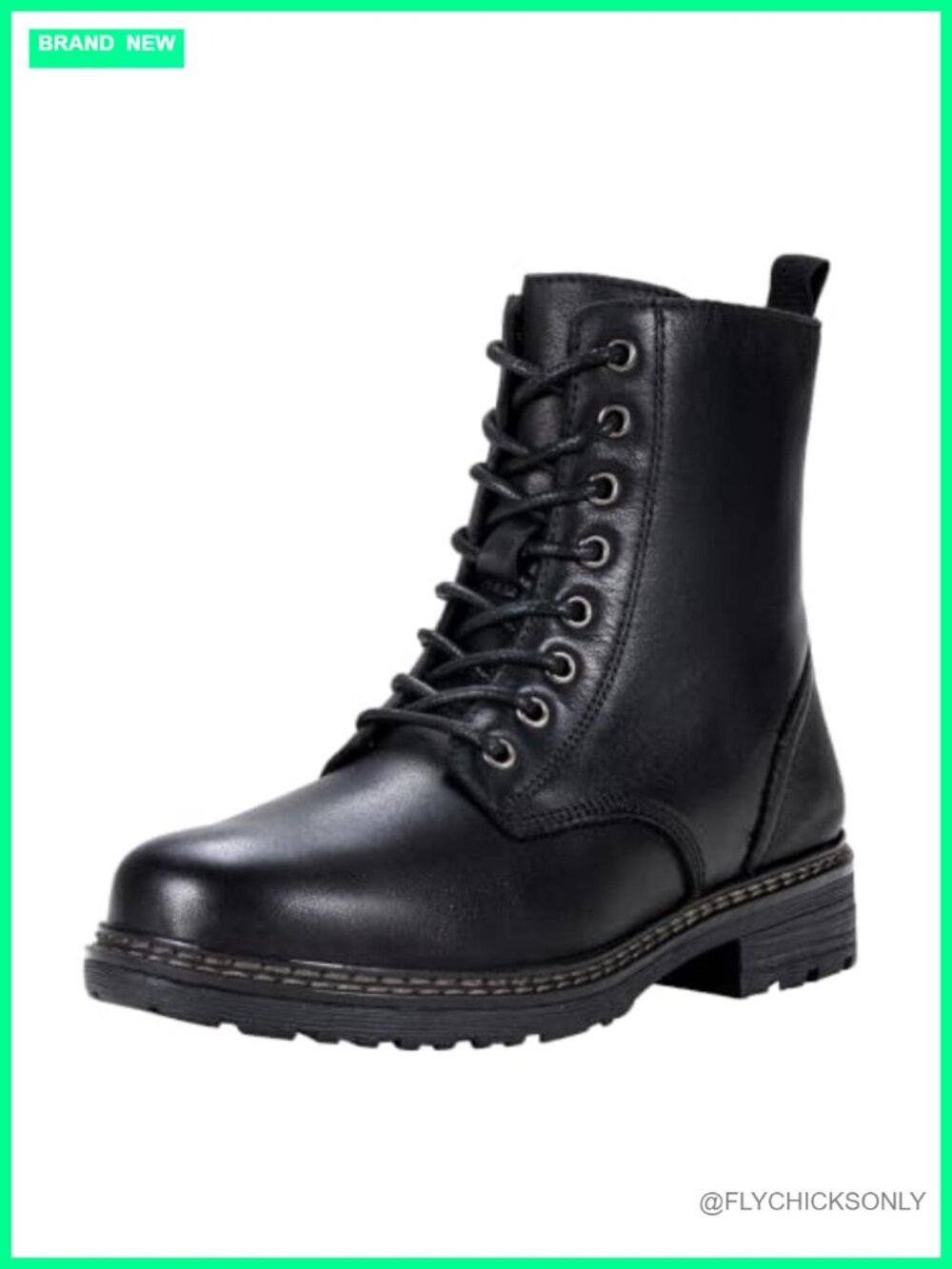 Women's Lace Up Combat Ankle Booties Leather Side Zipper Block Heel